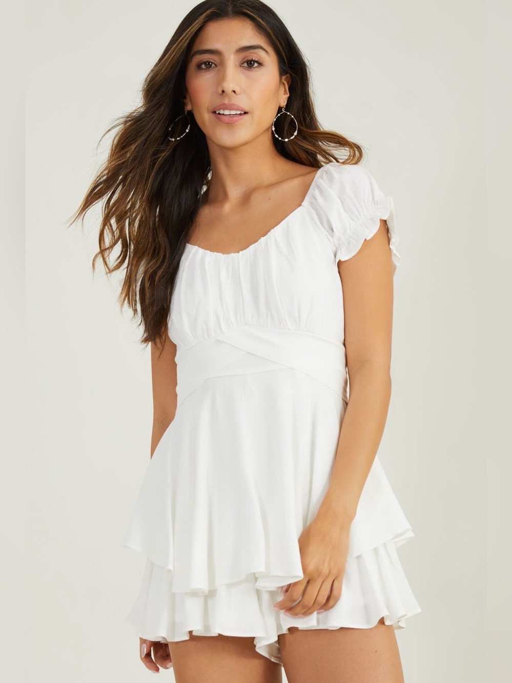 ALTAR’D STATE Womens Haisley Double Layered Romper XS Cottagecore Milkmaid